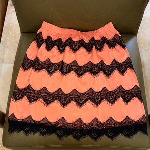 Pura Vida Coral and Black Lace Mini Skirt